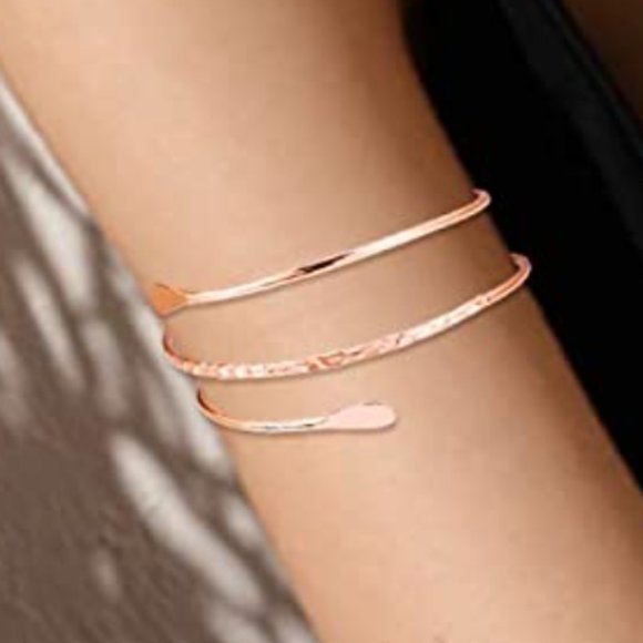 Rose Gold Swirl Upper Arm Cuff Armlet Bracelet - Picture 5 of 6